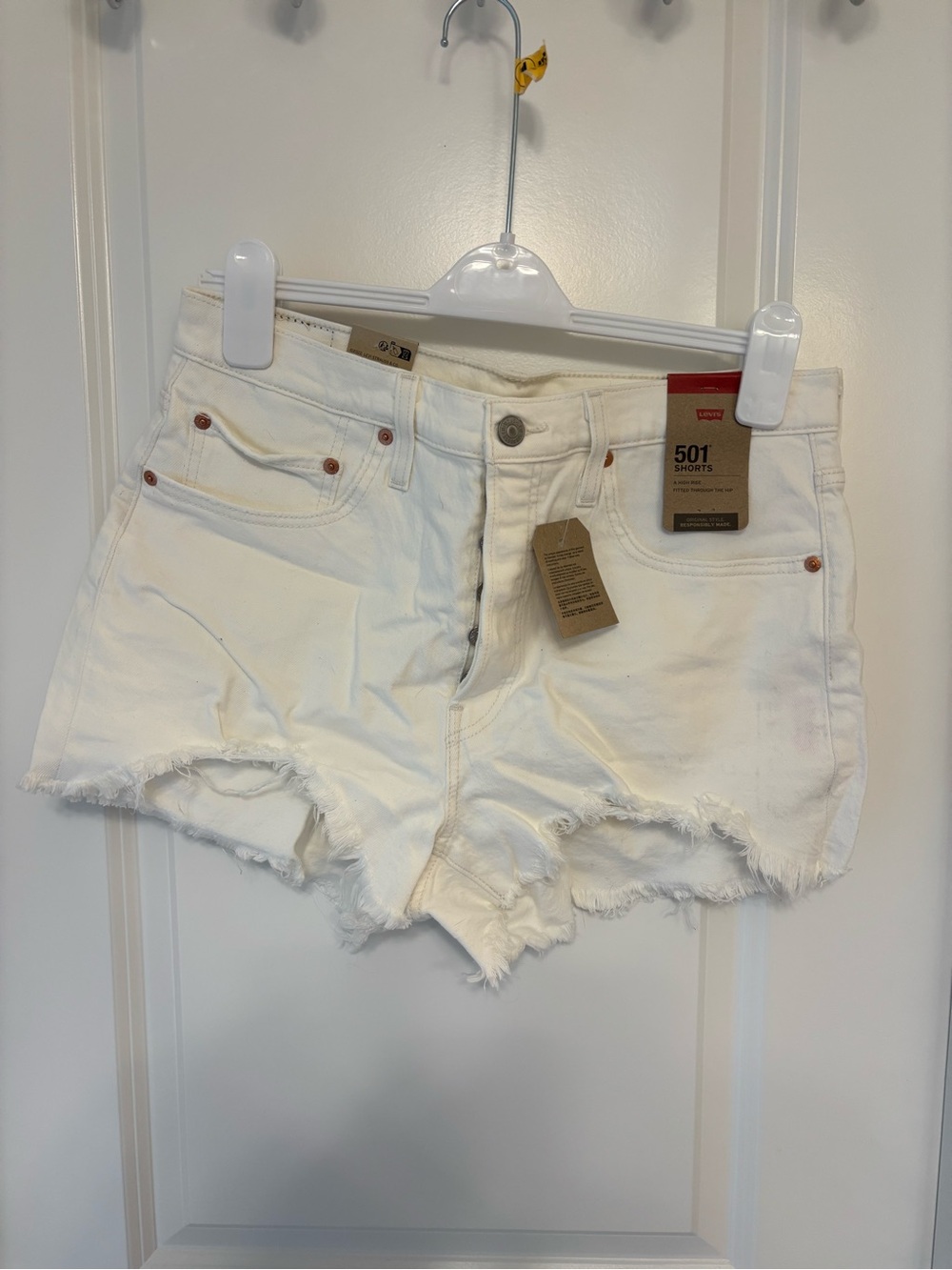 Levi's White 501 High-Rise Frayed Hem Women's Jean Shorts